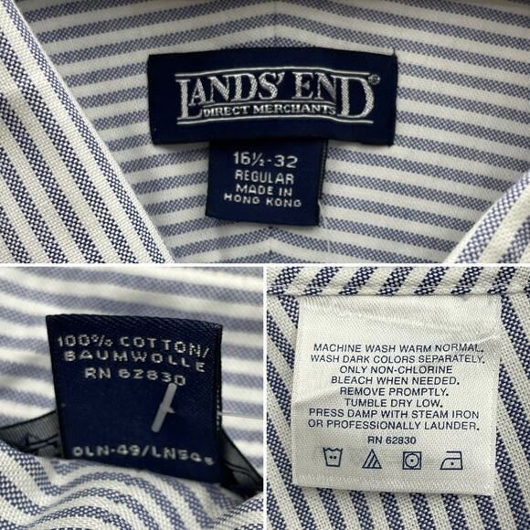 Lands’ End 100% Cotton Stripe Button Oxford Down Shirt Men’s Size 16.5”-32” NWT - Picture 5 of 7